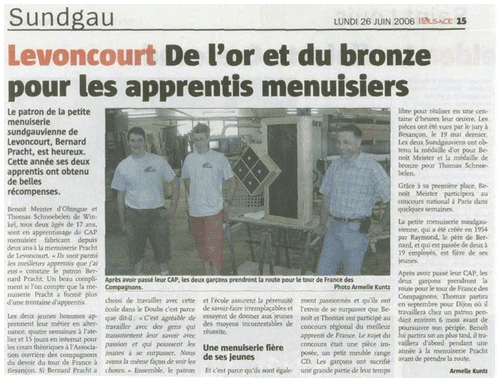 Pracht paru dans le journal « L’Alsace » du 26/06/2006