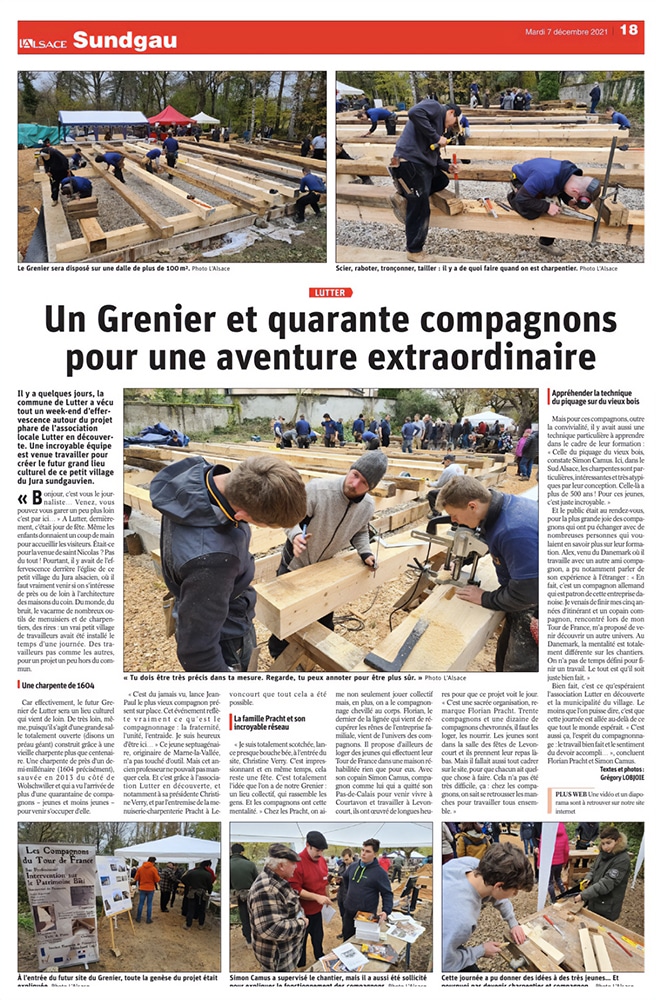 Pracht et la famille de charpentiers dans le journal LAlsace du 07122021