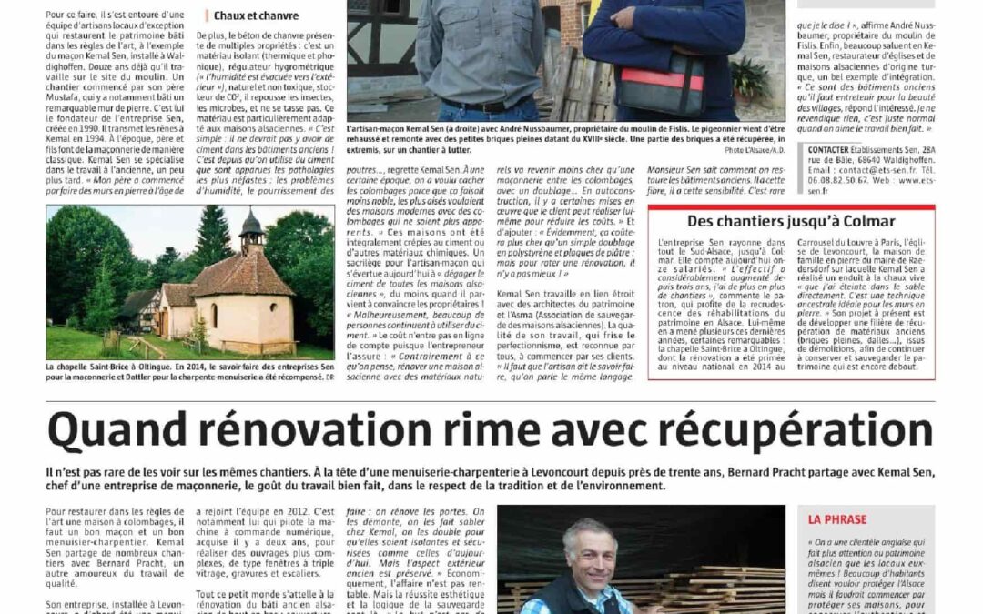 Pracht dans le journal « L’Alsace » du 29/09/2017